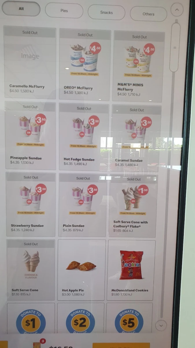 Menu, McDonald's Croydon SA