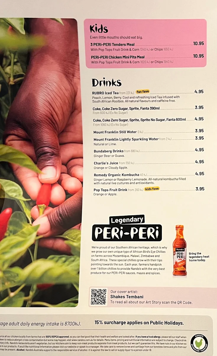 Menu, Nando's Malaga
