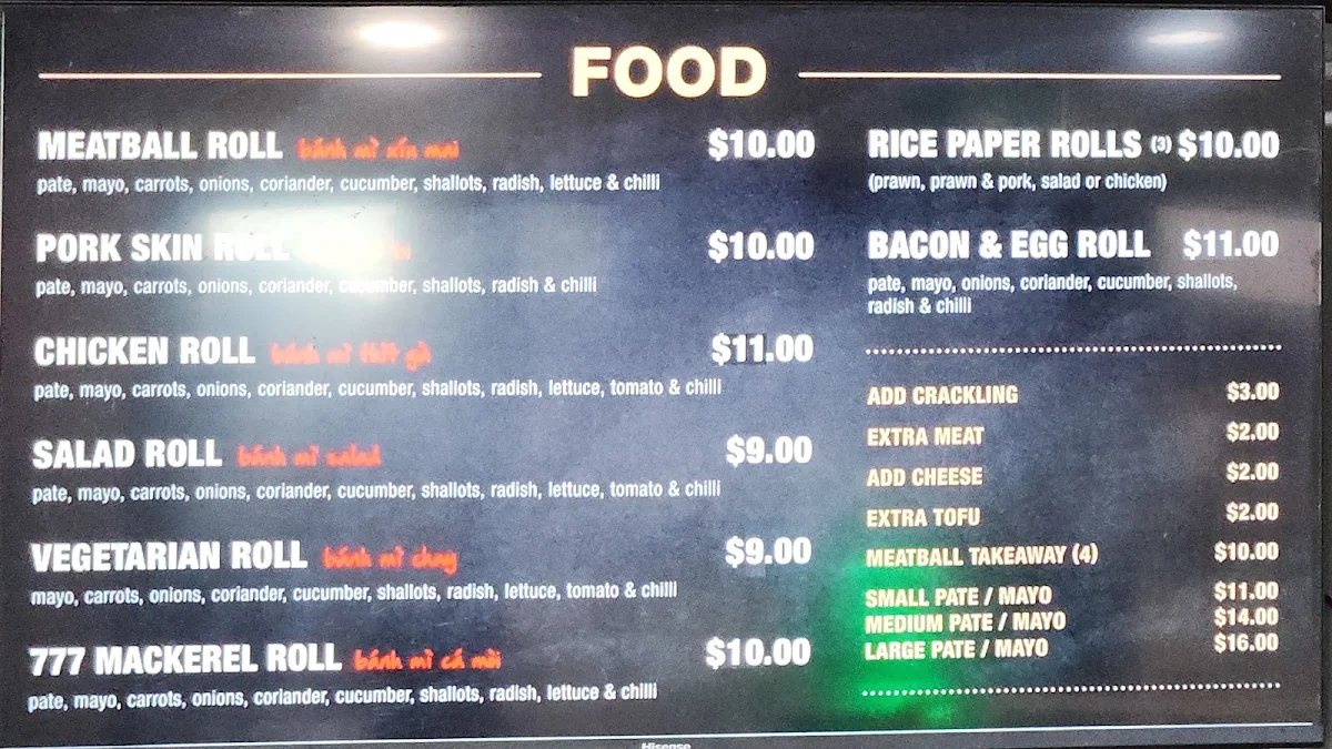 Menu, Marrickville Pork Roll