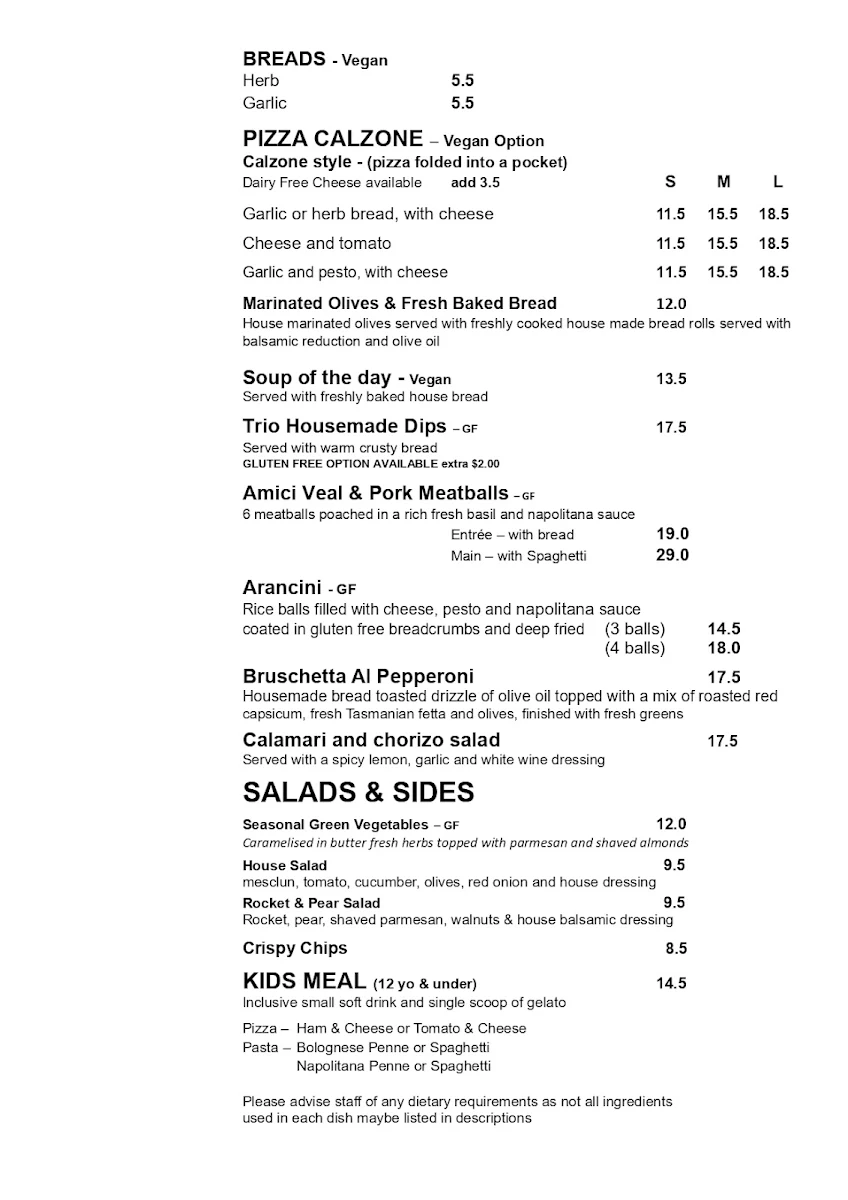 Menu, Amici