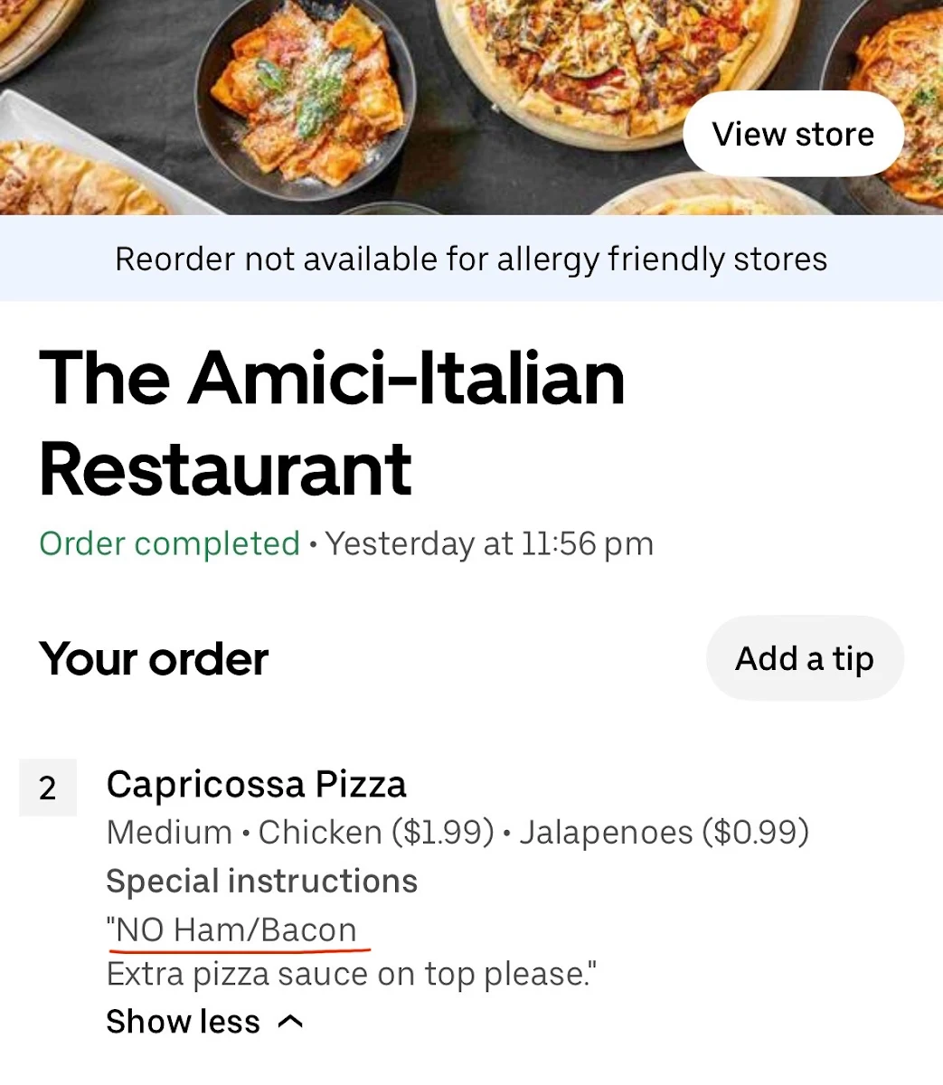 Menu, Amici