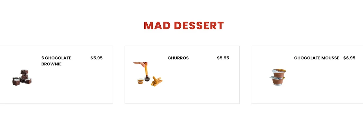 Menu, Mad Toppings Penrith
