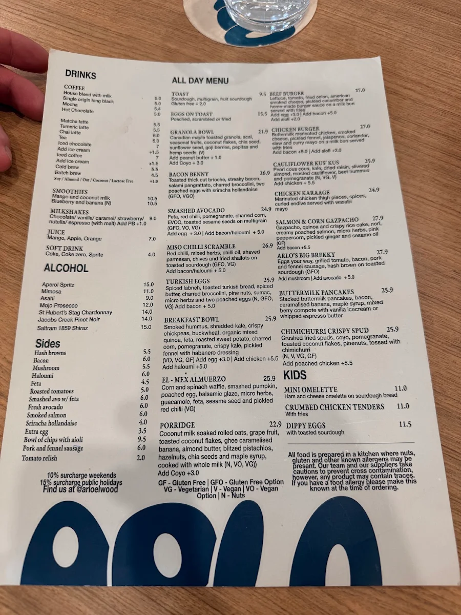 Menu, Arlo Elwood