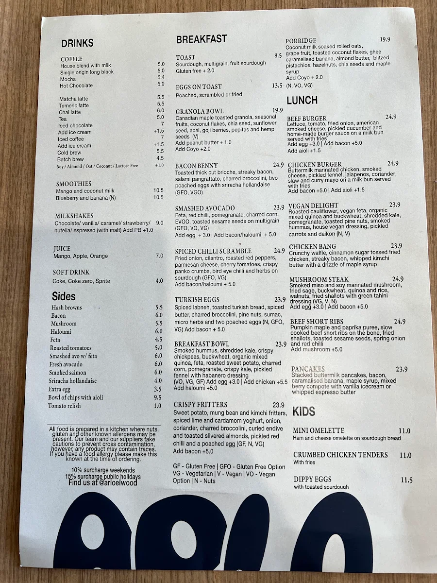 Menu, Arlo Elwood