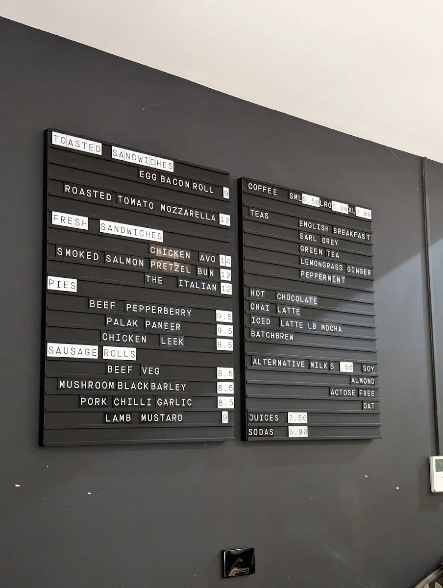 Menu, Three Mills Bakery Leeton St