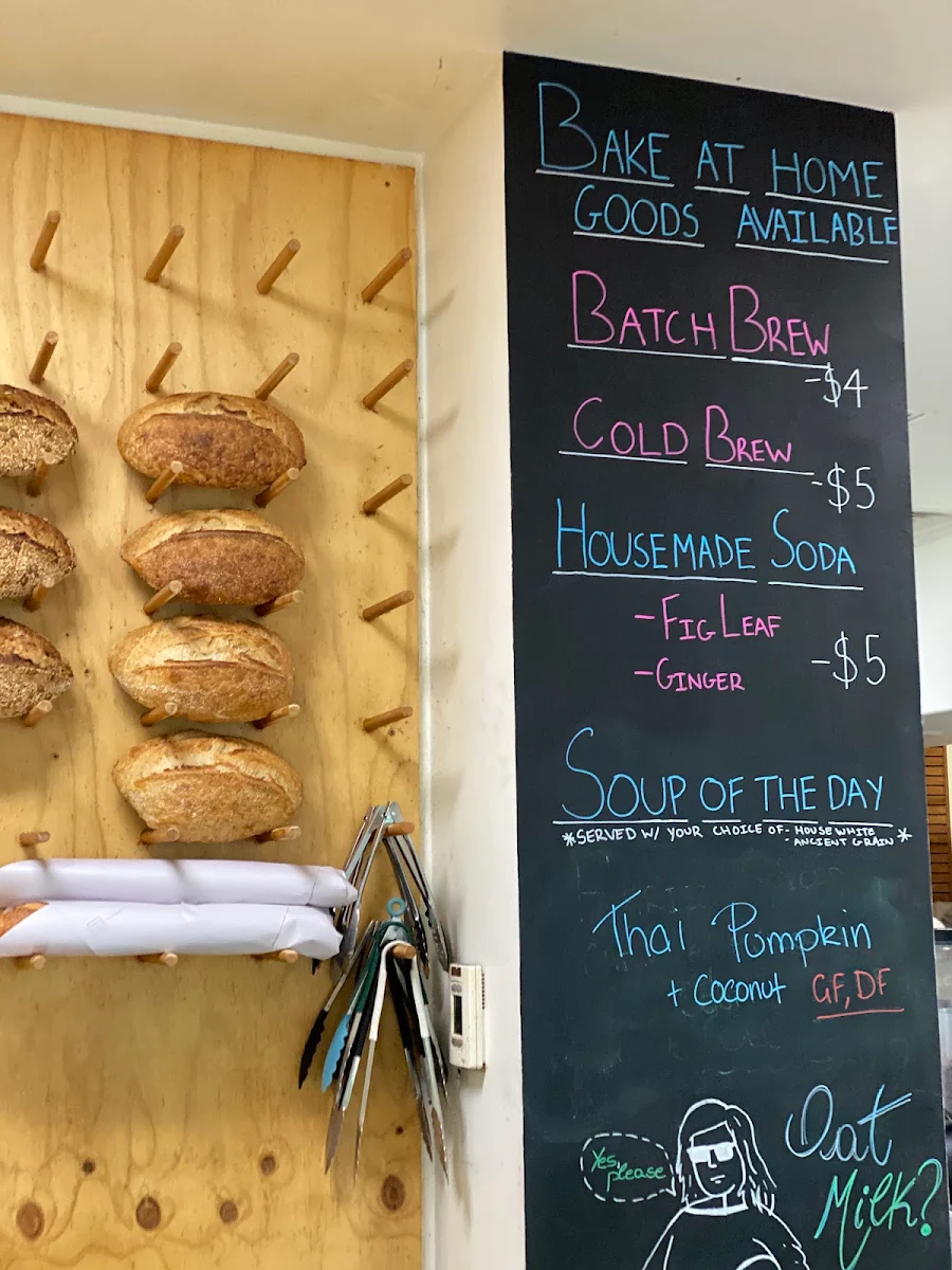 Menu, Three Mills Bakery Leeton St