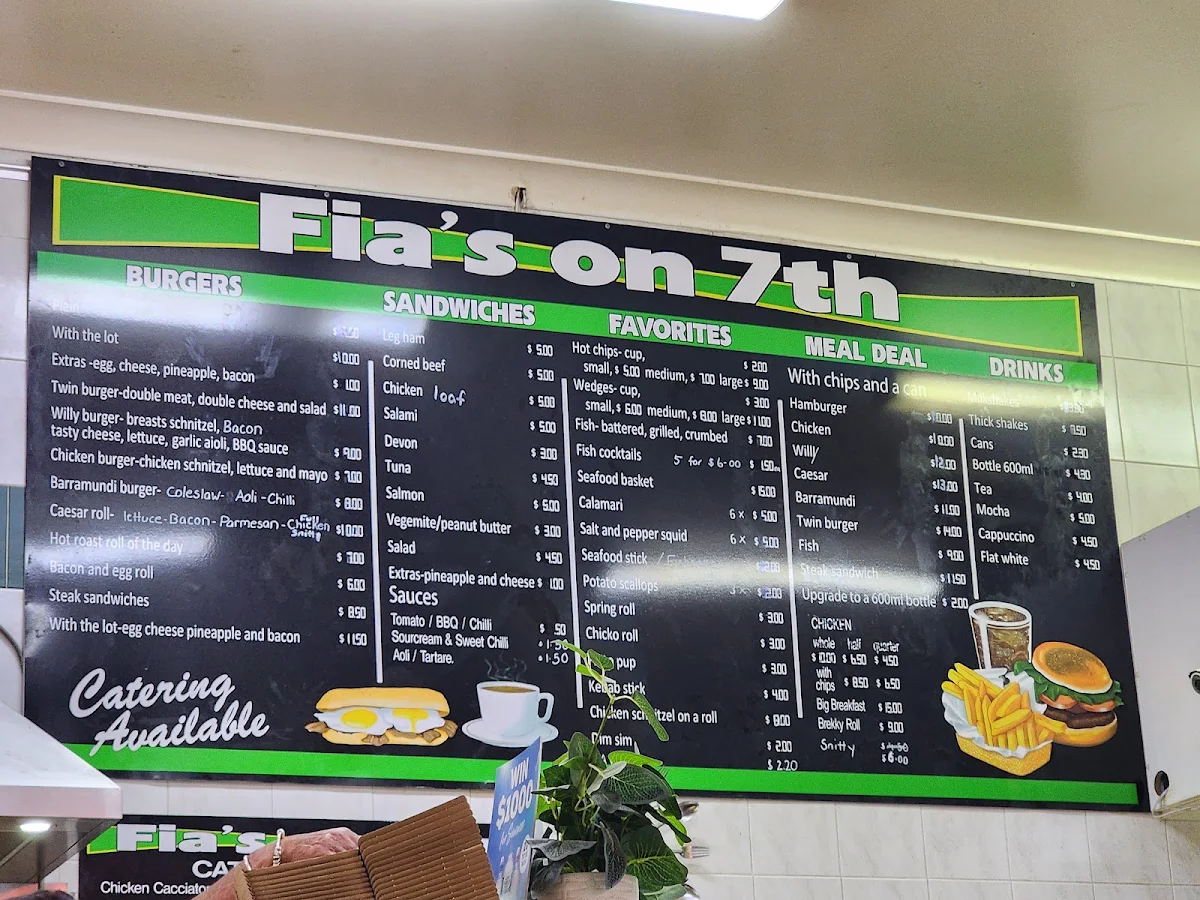 Menu, Fia's On 7th