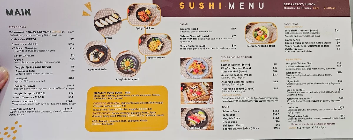 Menu, Market Sushi Cafe
