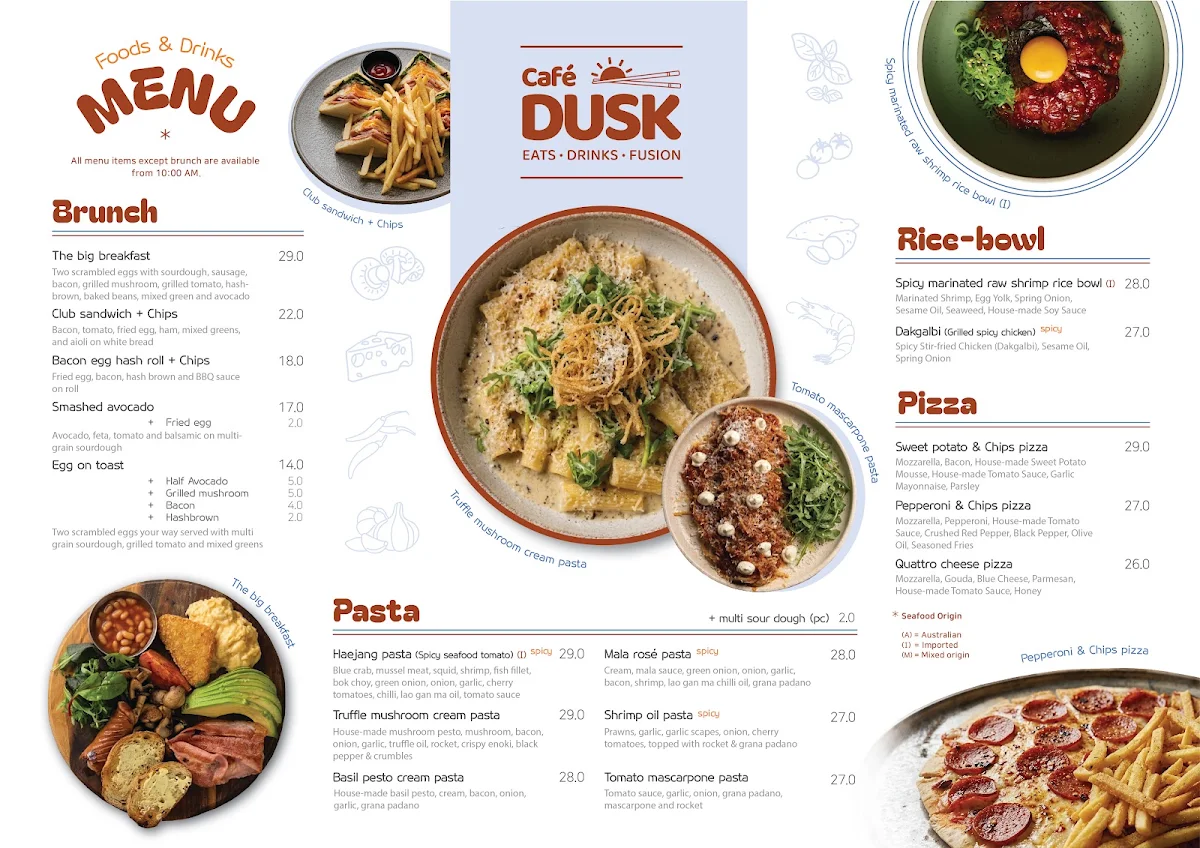 Menu, Café Dusk
