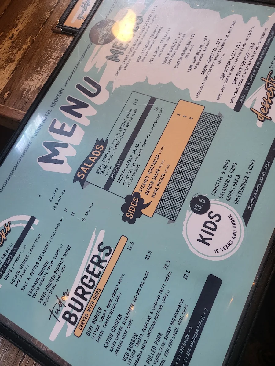 Menu, Tudor Hotel Redfern