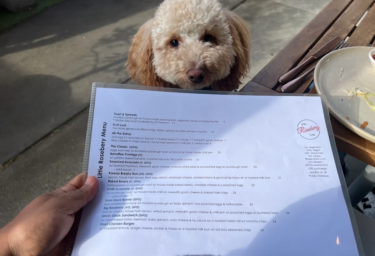 Menu, Little Rosebery Cafe