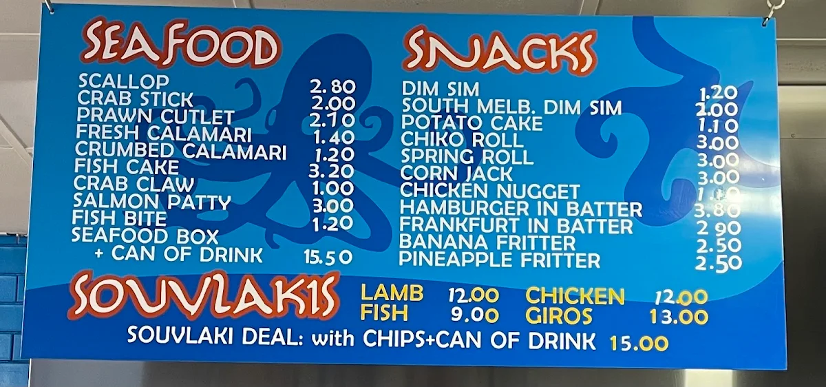 Menu, Poseidon Fish and Chips Horsham
