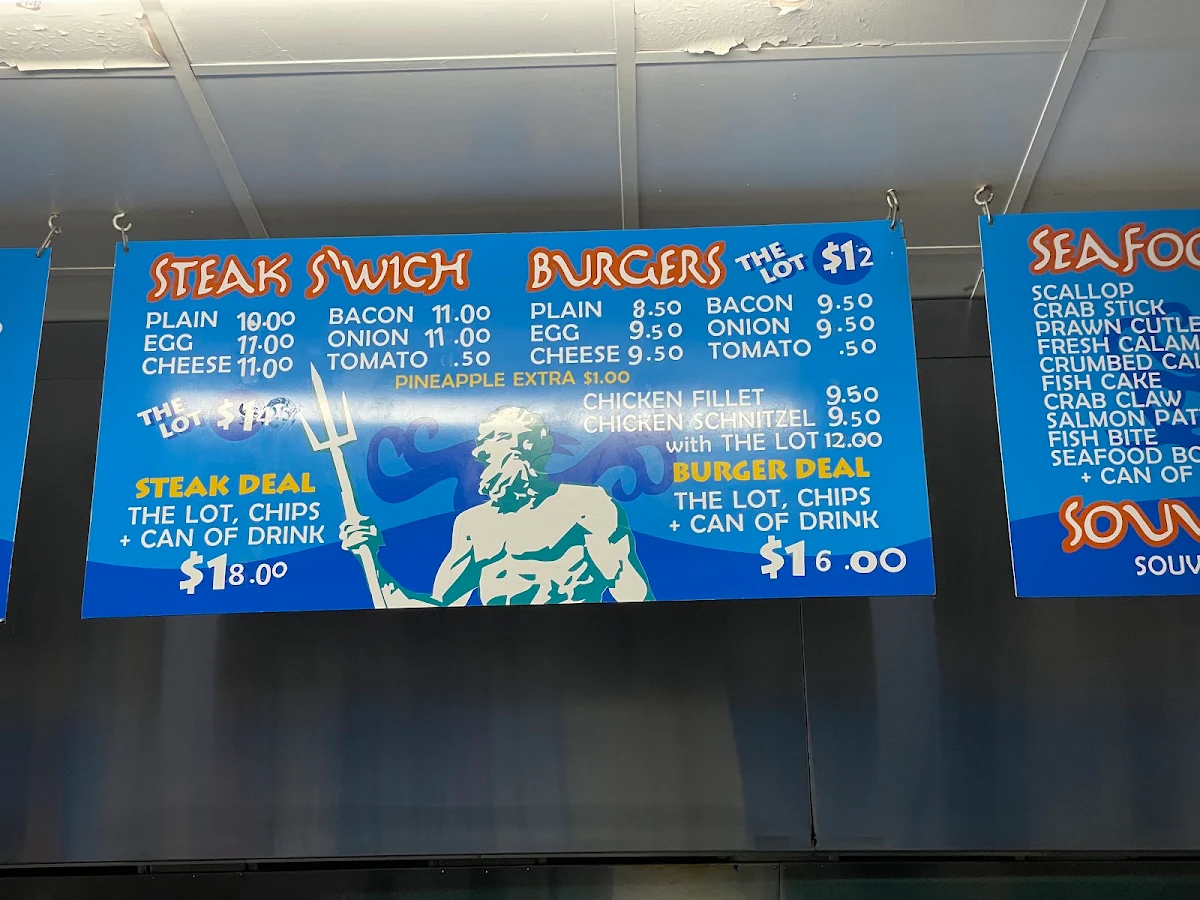 Menu, Poseidon Fish and Chips Horsham