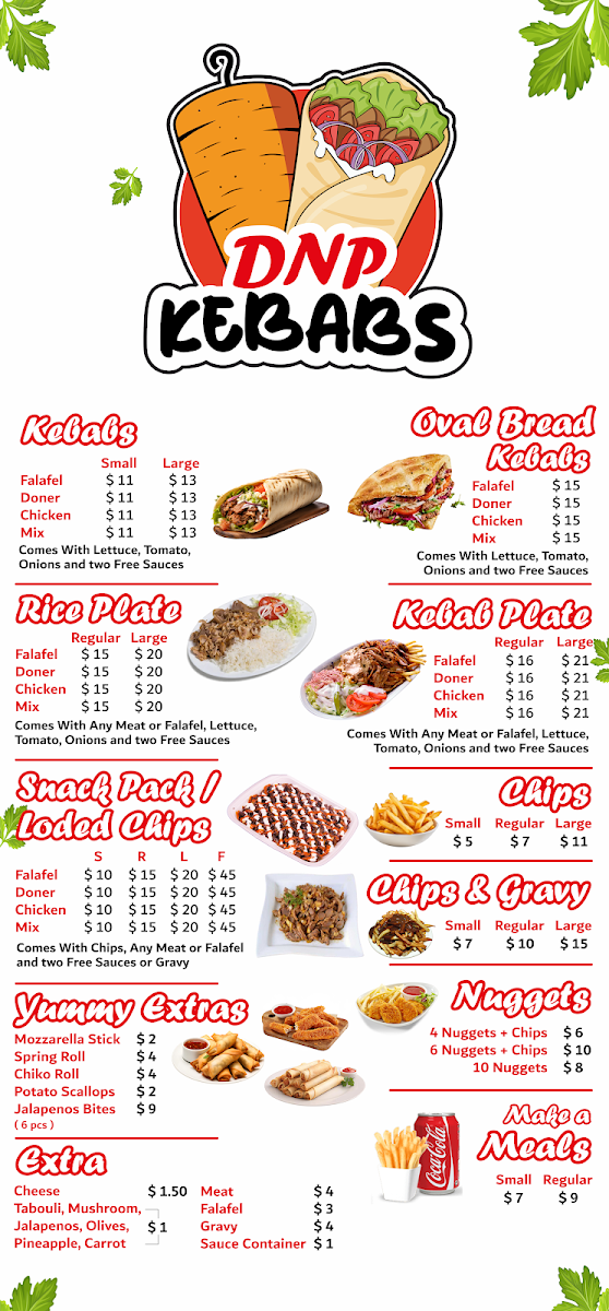 Menu, DNP KEBABS