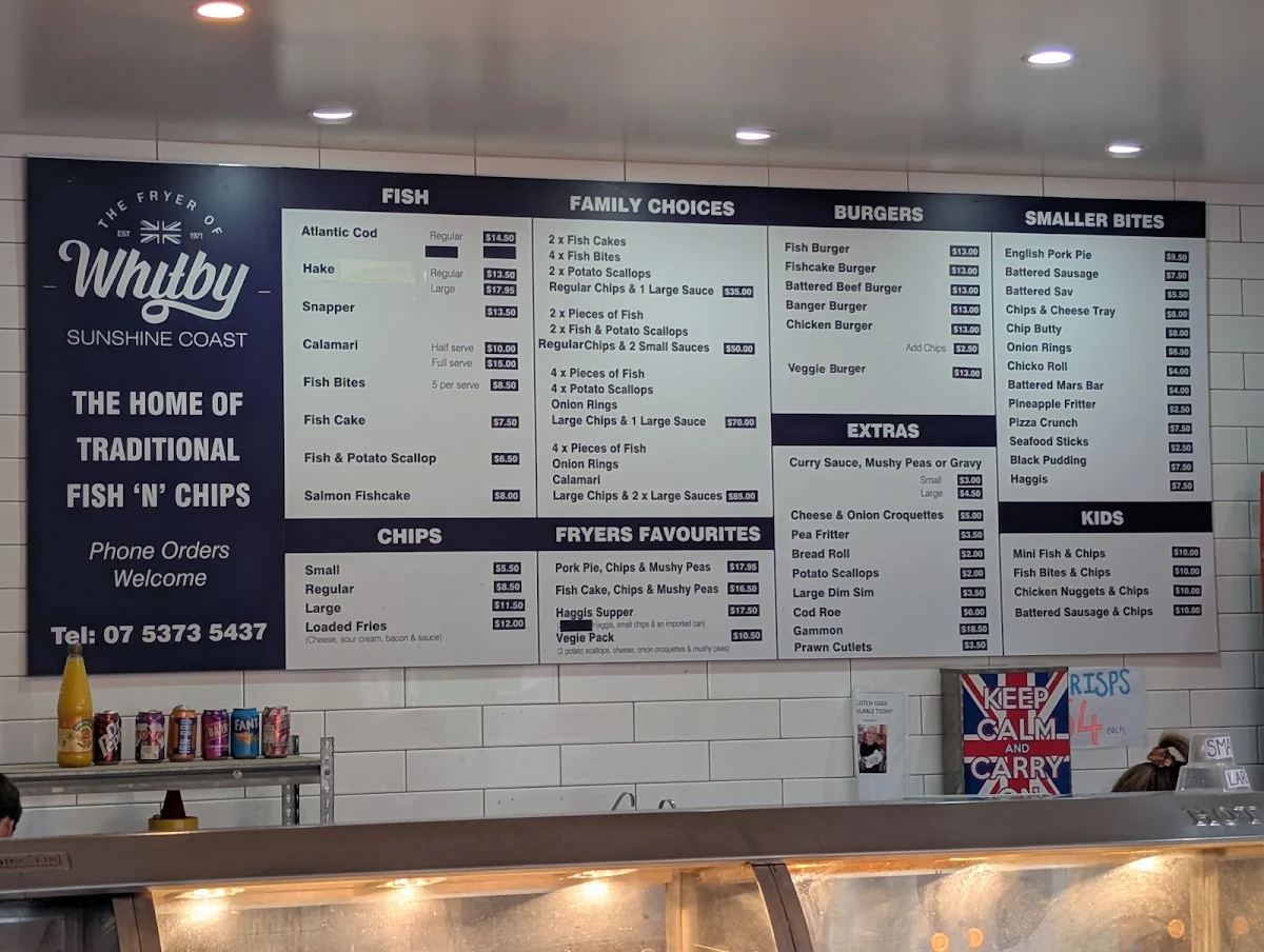 Menu, Fryer of Whitby