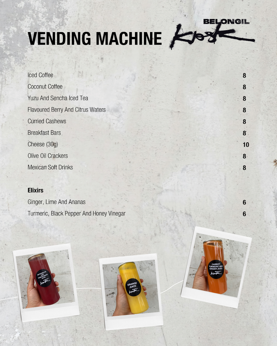 Menu, The Belongil Kiosk