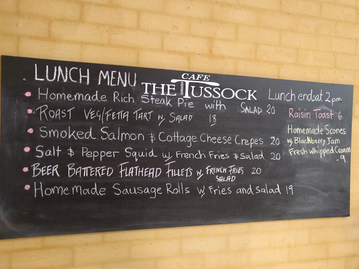 Menu, The Serrated Tussock Cafe