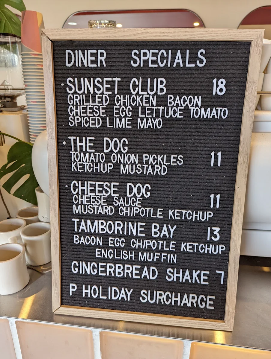 Menu, SUNSET DINER