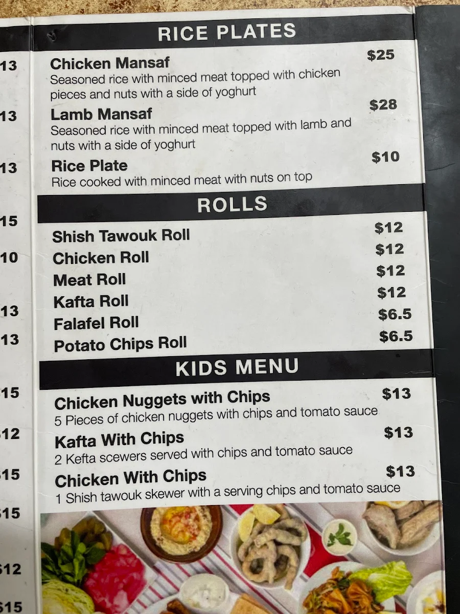 Menu, Abu Adam's Restaurant