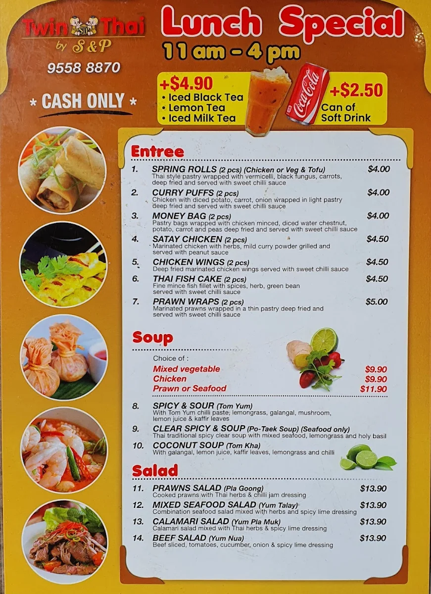Menu, Twin Thai By S&P