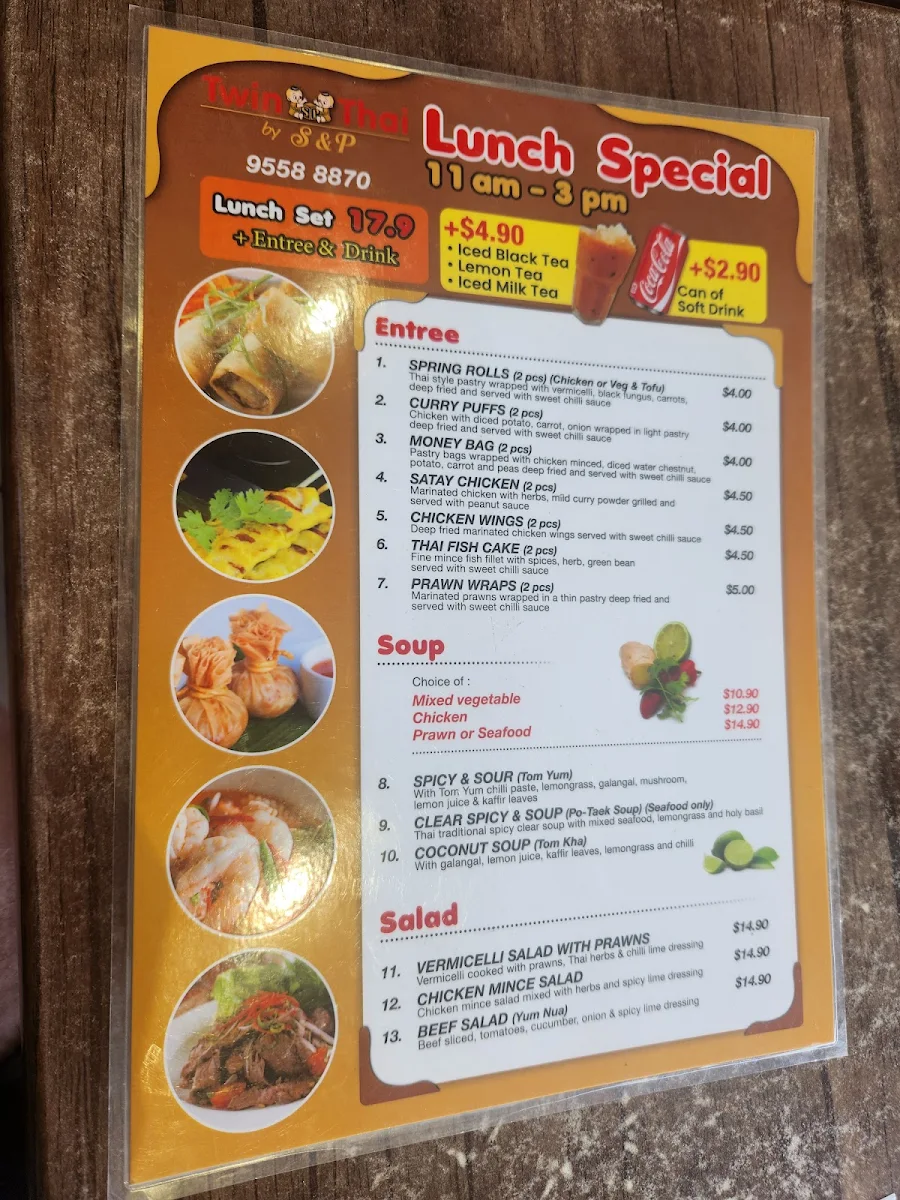 Menu, Twin Thai By S&P
