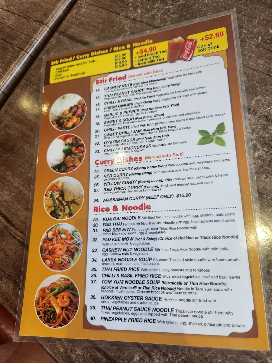 Menu, Twin Thai By S&P