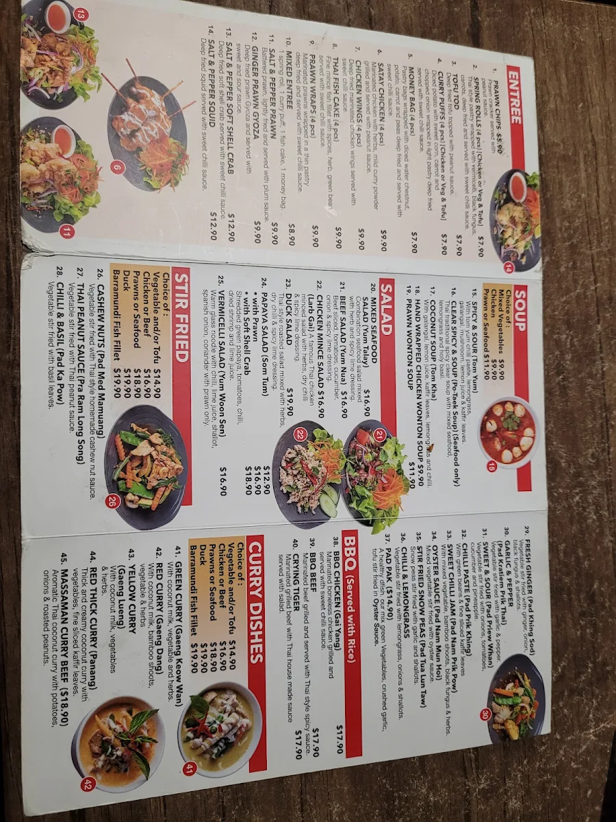 Menu, Twin Thai By S&P