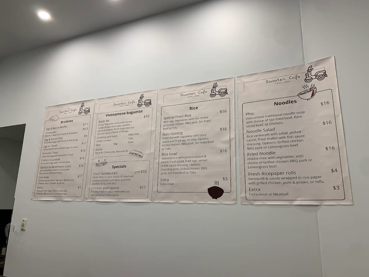 Menu, Scooter Cafe