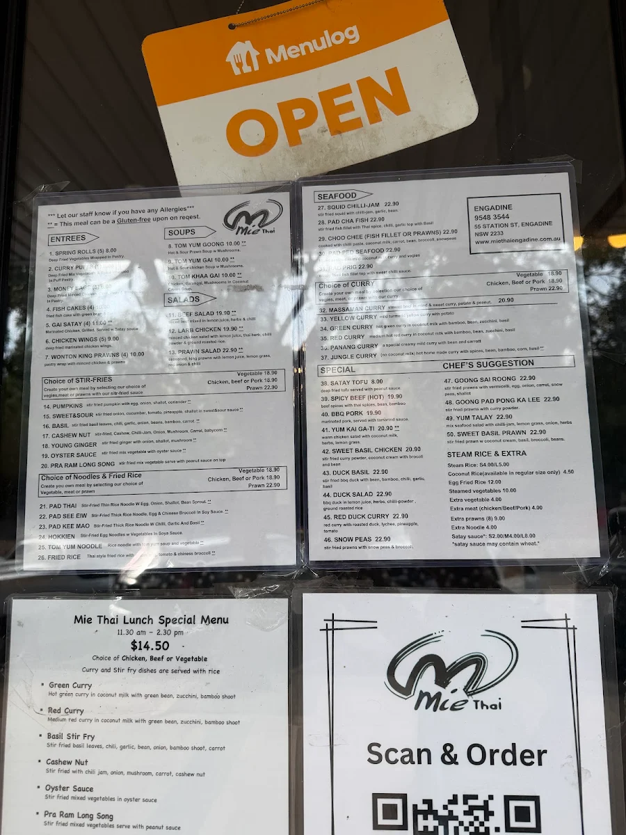 Menu, Mie Thai Engadine