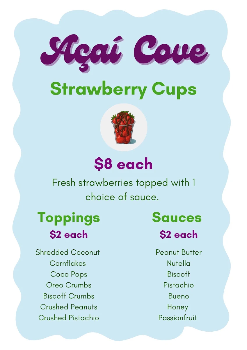 Menu, Açai Cove