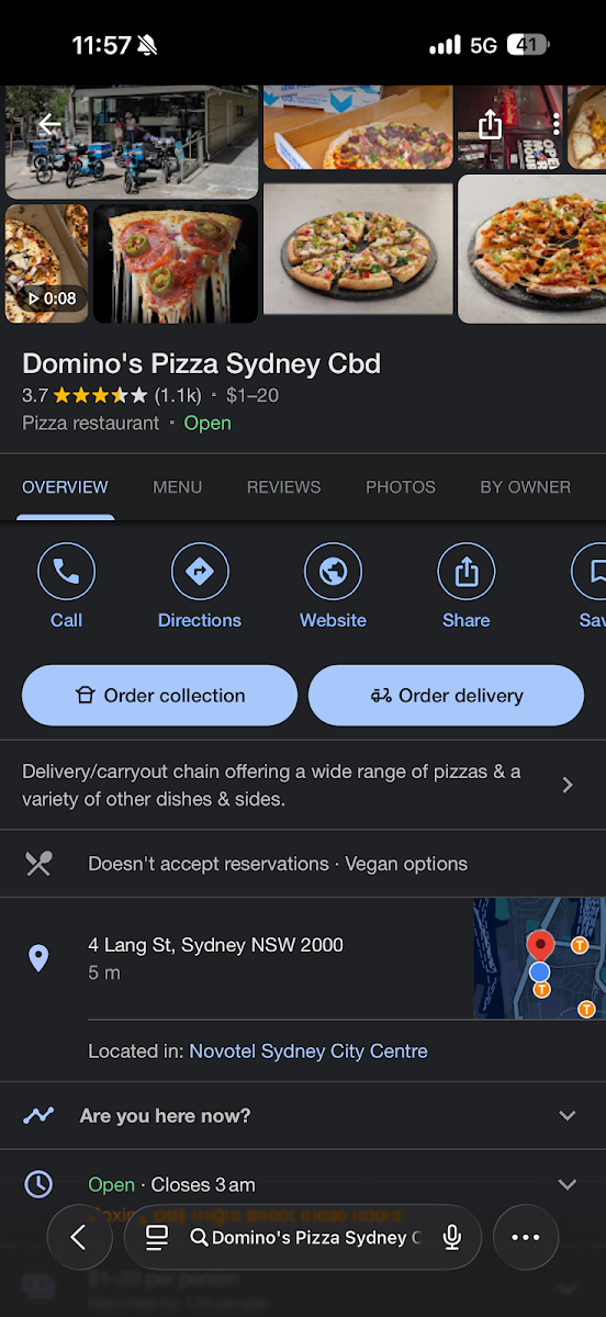 Menu, Domino's Pizza Sydney Cbd