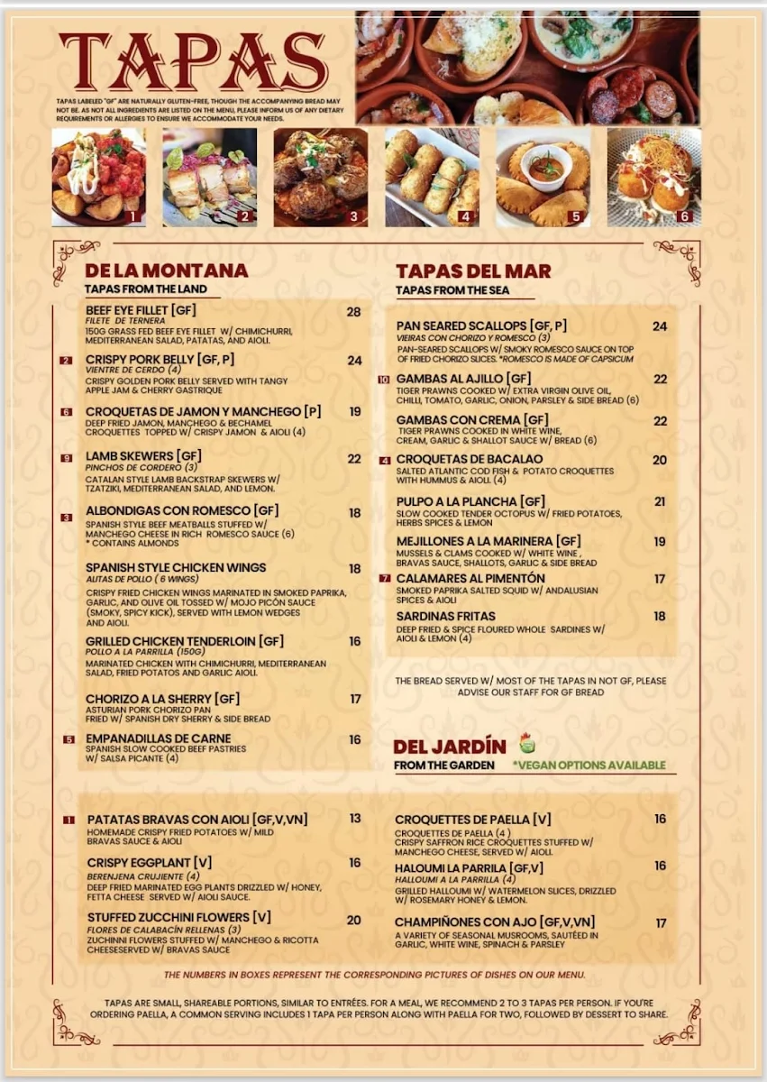 Menu, Lola Cocina Spanish Restaurant Crows Nest
