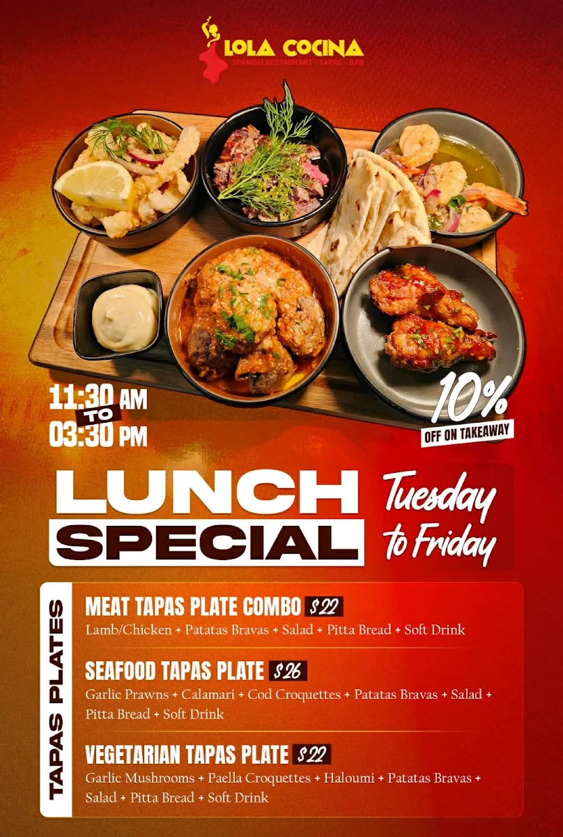 Menu, Lola Cocina Spanish Restaurant Crows Nest
