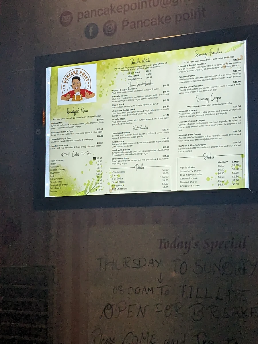 Menu, Pancake point