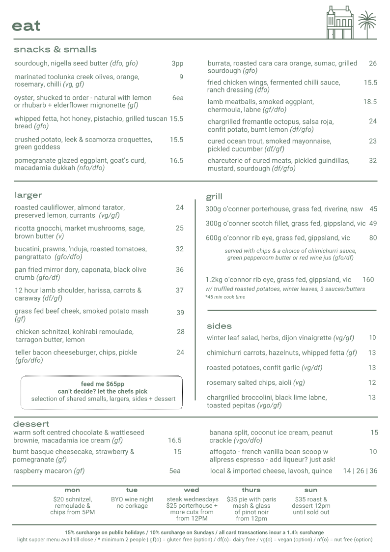 Menu, Teller