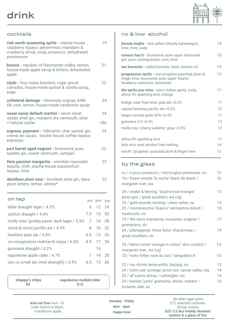 Menu, Teller