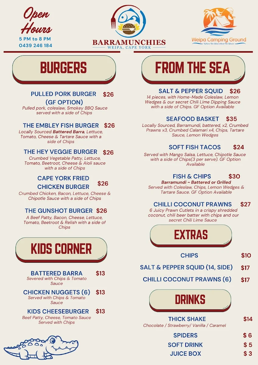 Menu, Barramunchies