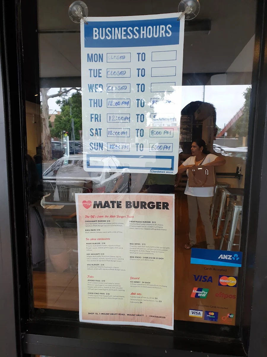Menu, Mate Burger