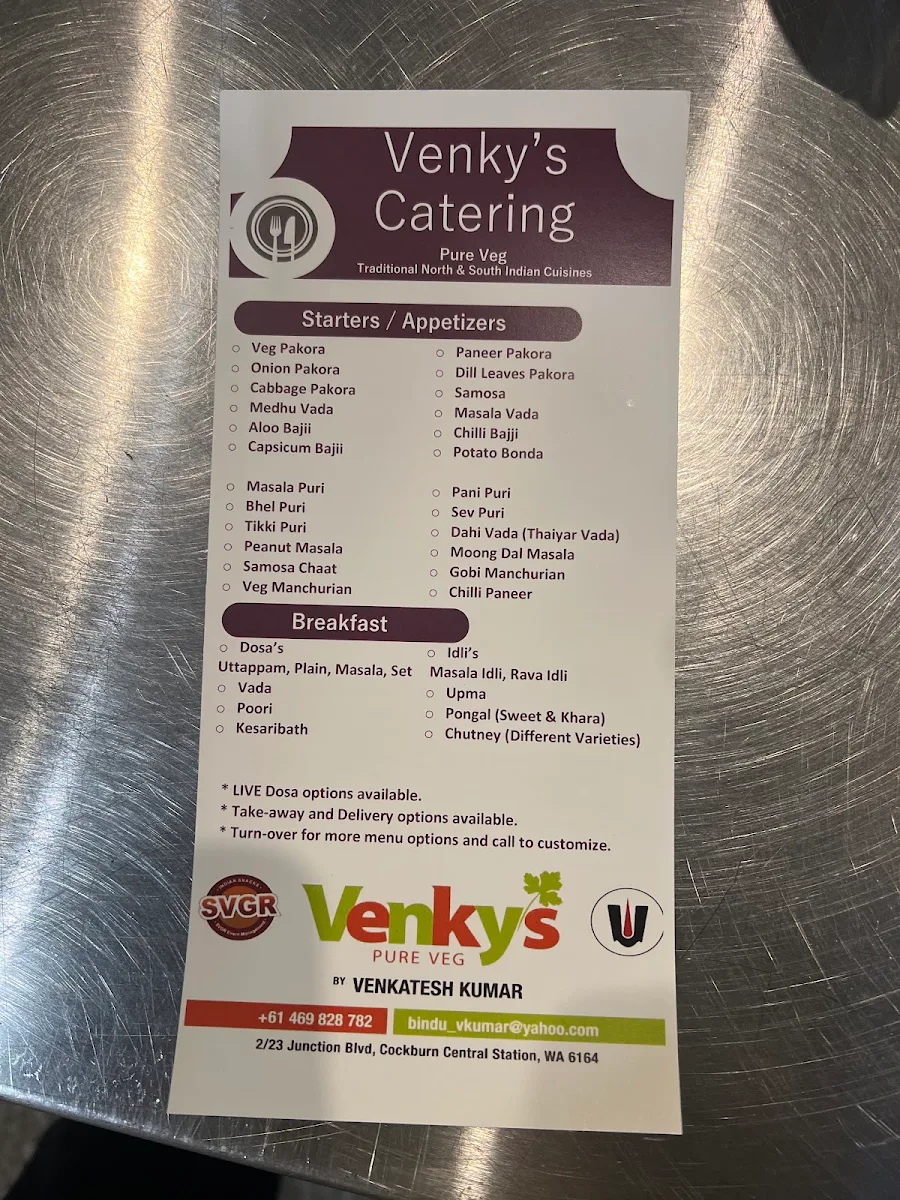 Menu, Venkys Pure Veg