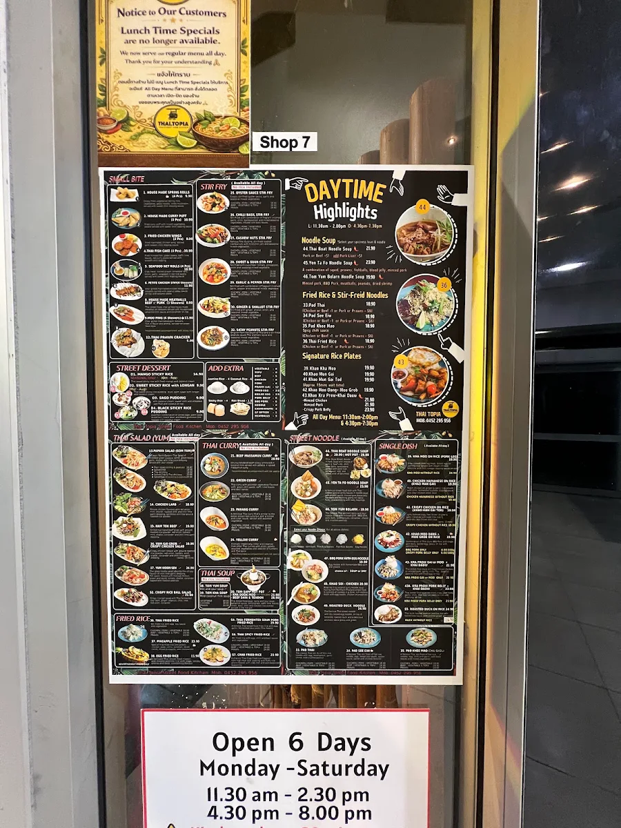 Menu, THAI.Topia Street Food Kitchen