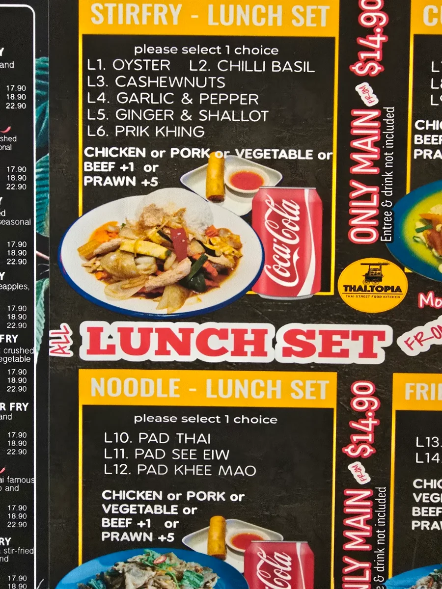 Menu, THAI.Topia Street Food Kitchen