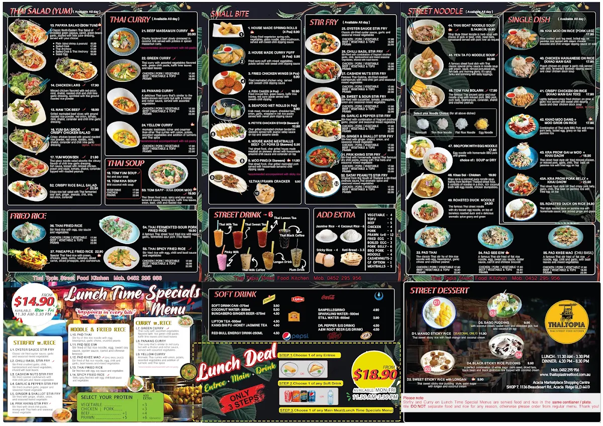 Menu, THAI.Topia Street Food Kitchen