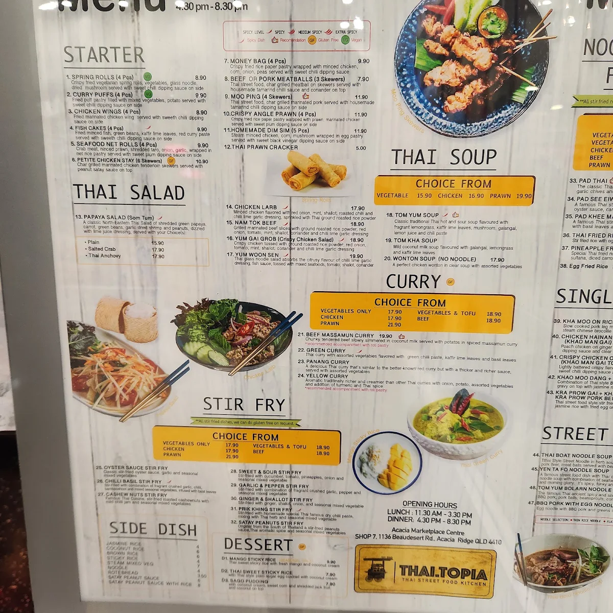 Menu, THAI.Topia Street Food Kitchen