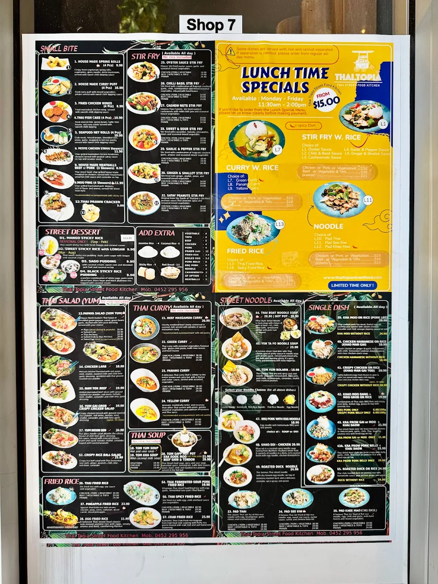 Menu, THAI.Topia Street Food Kitchen