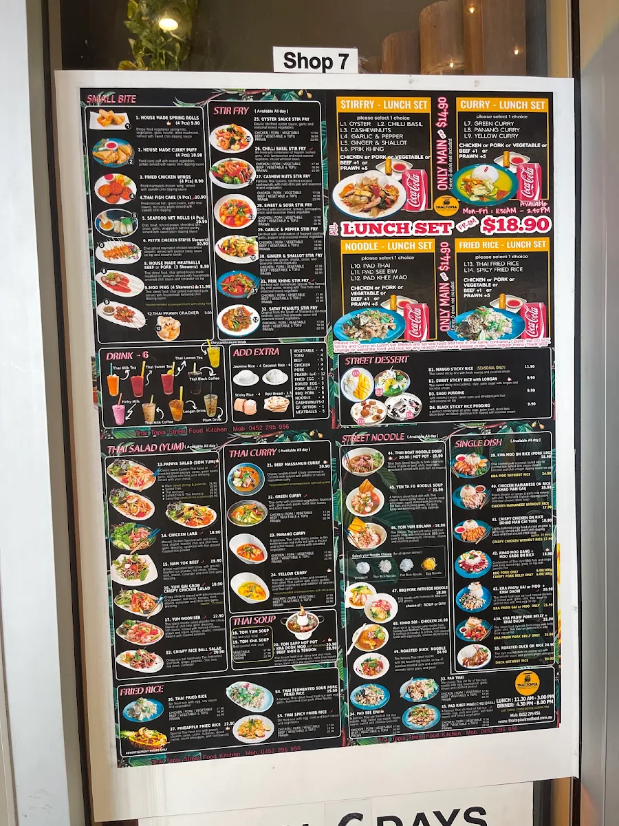 Menu, THAI.Topia Street Food Kitchen