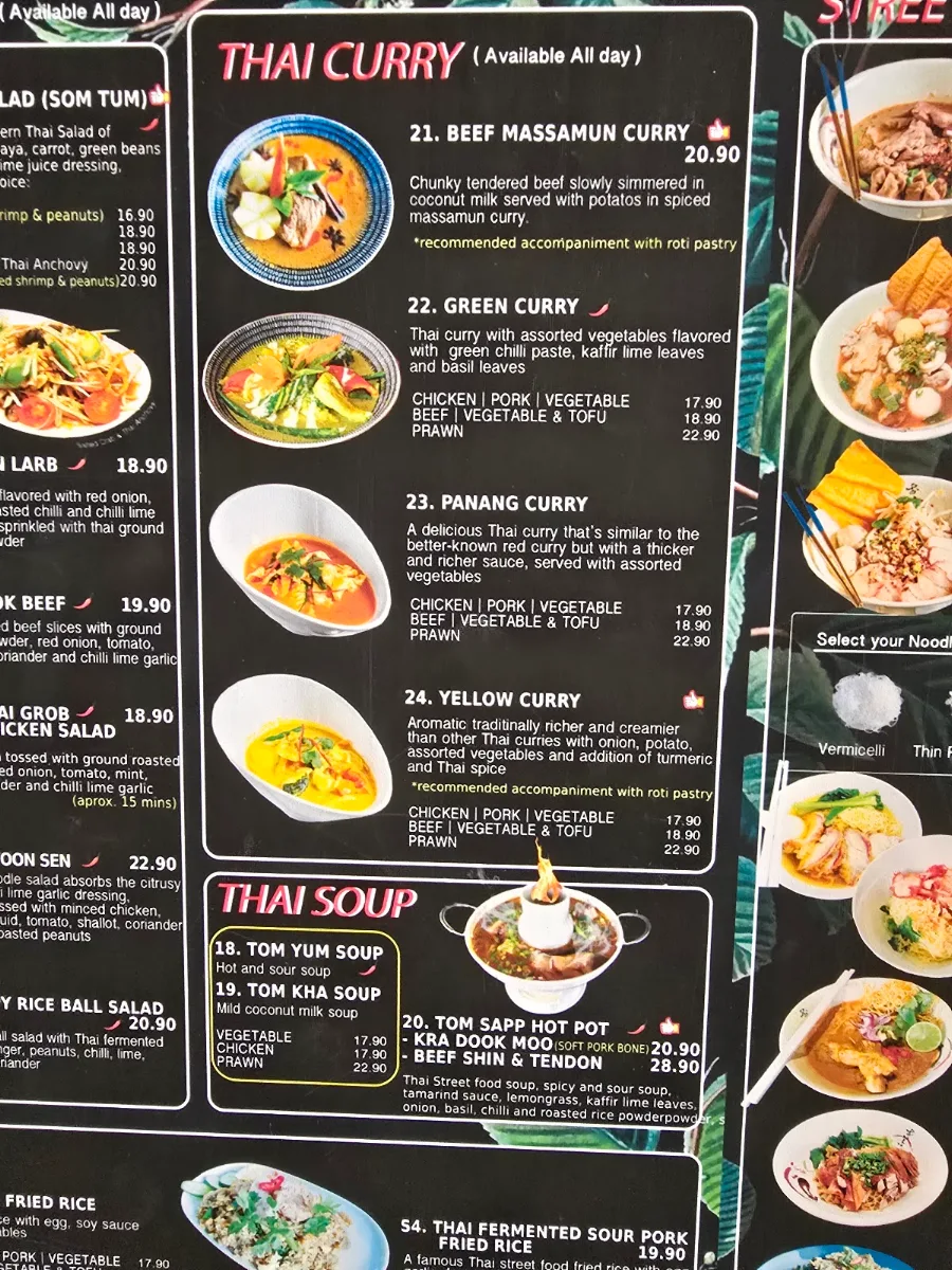 Menu, THAI.Topia Street Food Kitchen