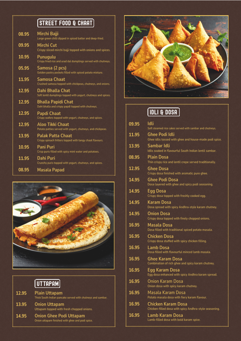Menu, Spice On WheelZ Restaurant