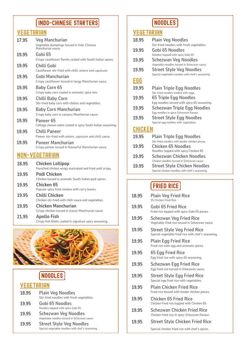 Menu, Spice On WheelZ Restaurant