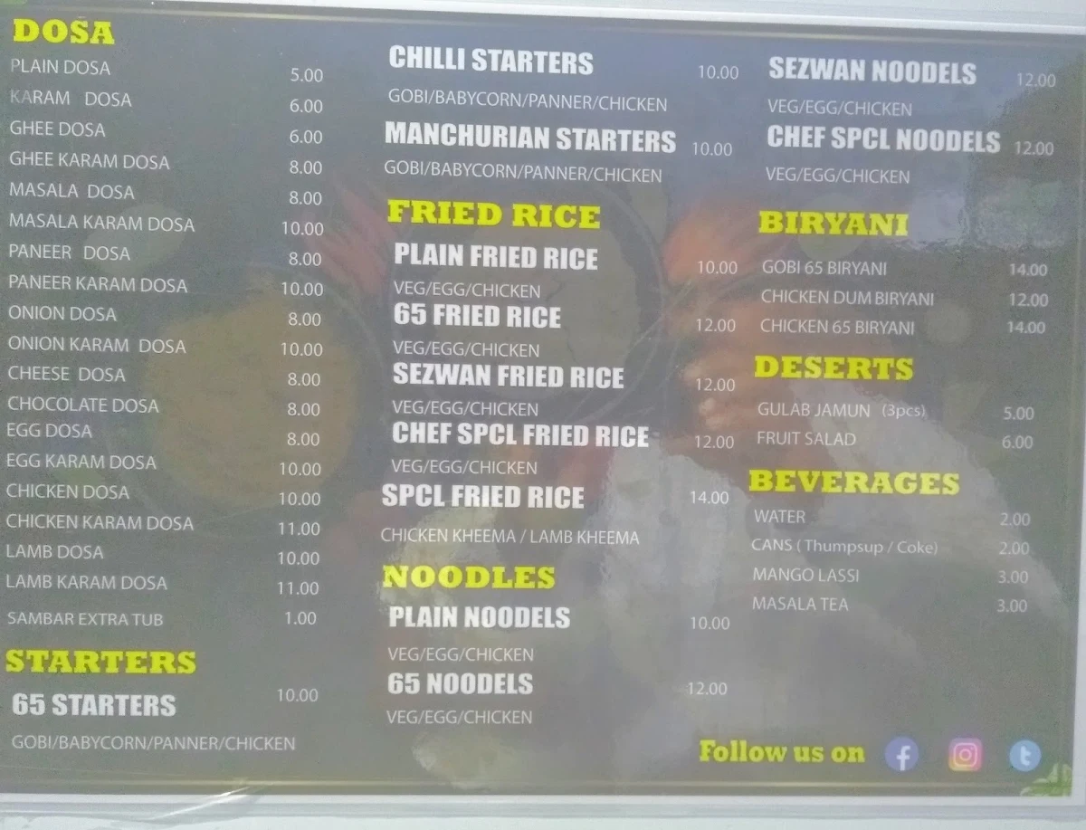 Menu, Spice On WheelZ Restaurant