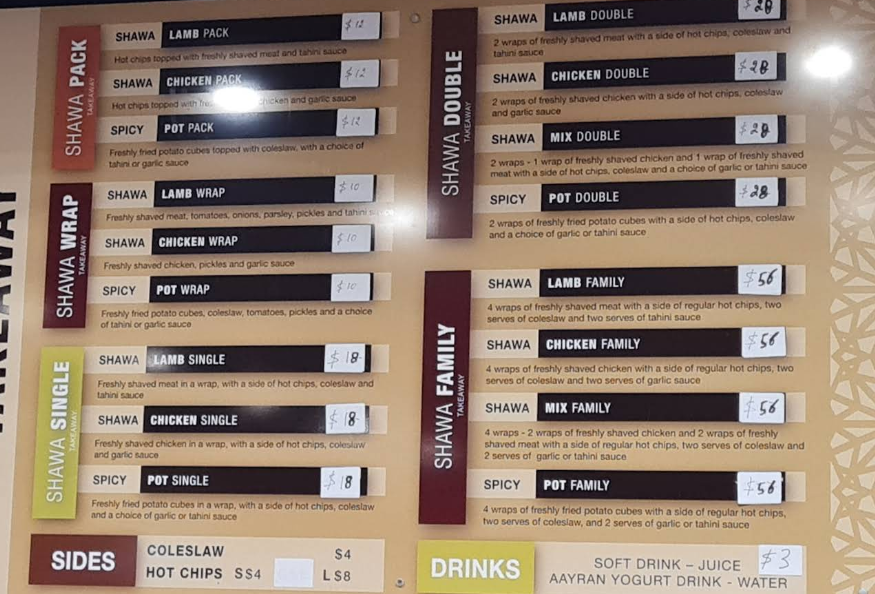 Menu, Eat Shawarma